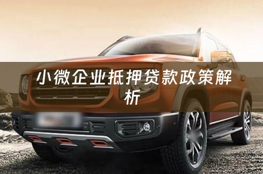  小微企业抵押贷款政策解析