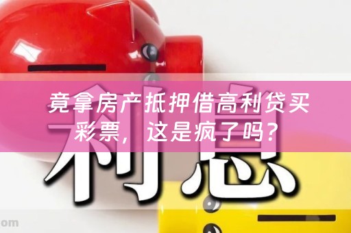  竟拿房产抵押借高利贷买彩票，这是疯了吗？