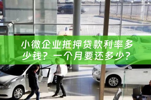 小微企业抵押贷款利率多少钱？一个月要还多少？