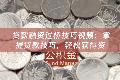  贷款融资过桥技巧视频：掌握贷款技巧，轻松获得资金