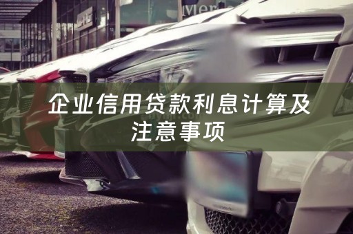  企业信用贷款利息计算及注意事项