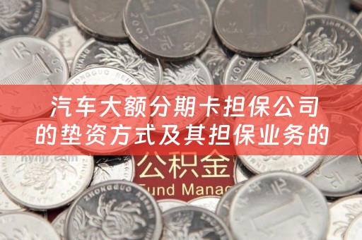  汽车大额分期卡担保公司的垫资方式及其担保业务的合法性