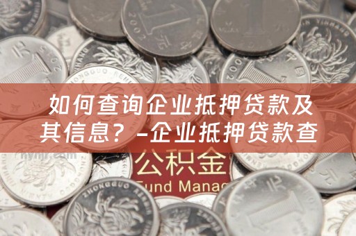  如何查询企业抵押贷款及其信息？-企业抵押贷款查询指南