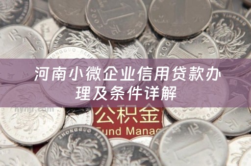  河南小微企业信用贷款办理及条件详解