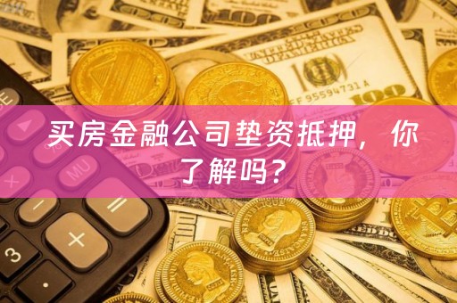  买房金融公司垫资抵押，你了解吗？