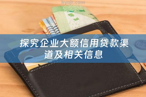  探究企业大额信用贷款渠道及相关信息