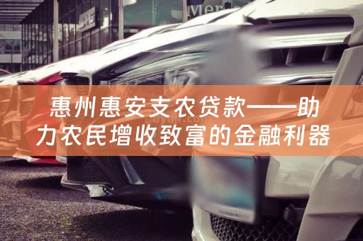  惠州惠安支农贷款——助力农民增收致富的金融利器
