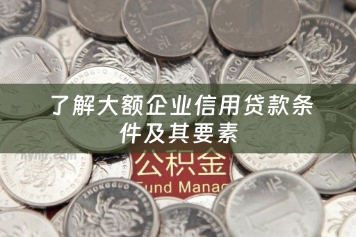  了解大额企业信用贷款条件及其要素