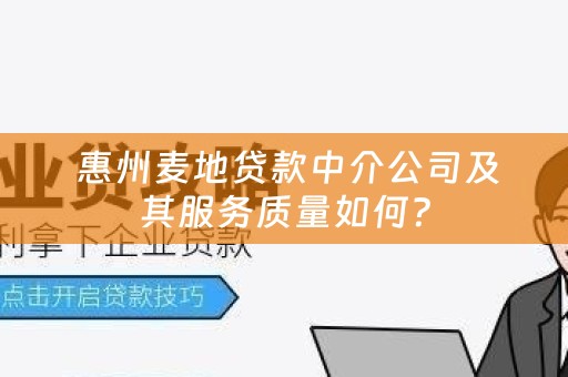  惠州麦地贷款中介公司及其服务质量如何？