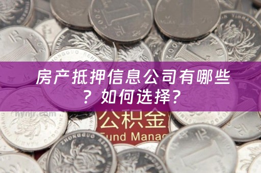  房产抵押信息公司有哪些？如何选择？