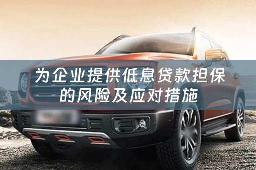  为企业提供低息贷款担保的风险及应对措施