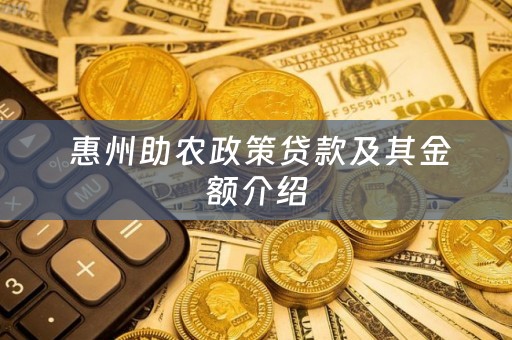  惠州助农政策贷款及其金额介绍