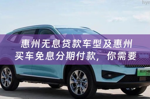  惠州无息贷款车型及惠州买车免息分期付款，你需要知道的一切
