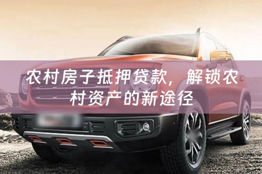 农村房子抵押贷款，解锁农村资产的新途径