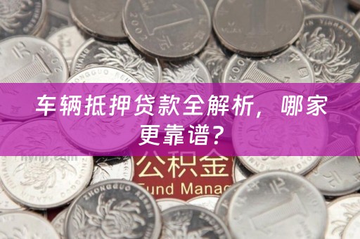 车辆抵押贷款全解析，哪家更靠谱？