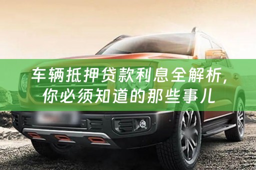 车辆抵押贷款利息全解析，你必须知道的那些事儿
