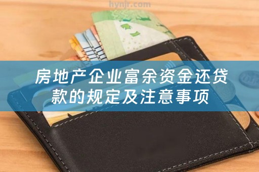  房地产企业富余资金还贷款的规定及注意事项