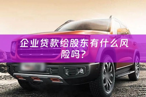  企业贷款给股东有什么风险吗？
