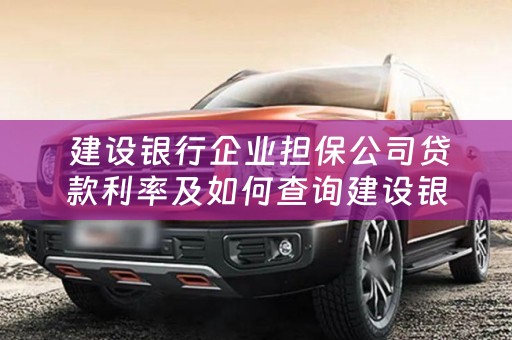  建设银行企业担保公司贷款利率及如何查询建设银行企业担保公司贷款利率