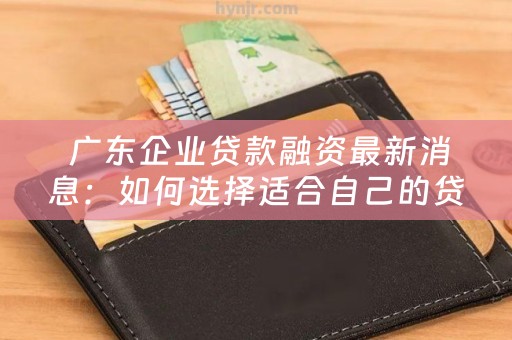  广东企业贷款融资最新消息：如何选择适合自己的贷款方式？
