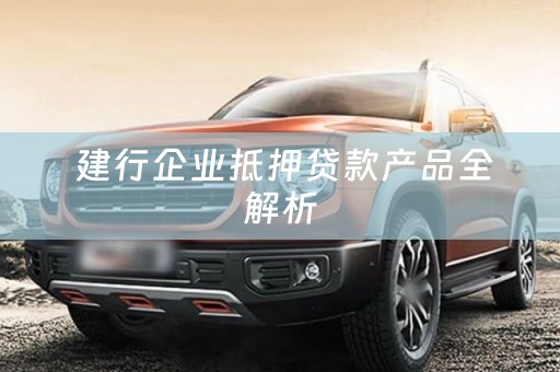  建行企业抵押贷款产品全解析