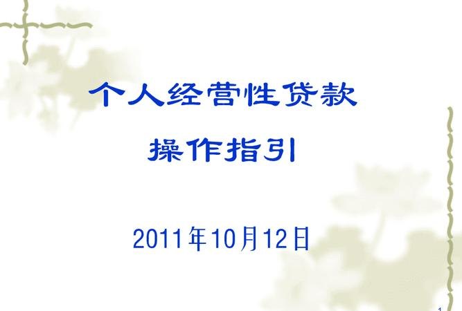 个人经营性贷款 个人经营性贷款是什么意思