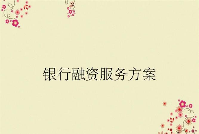  企业银行融资贷款服务方案