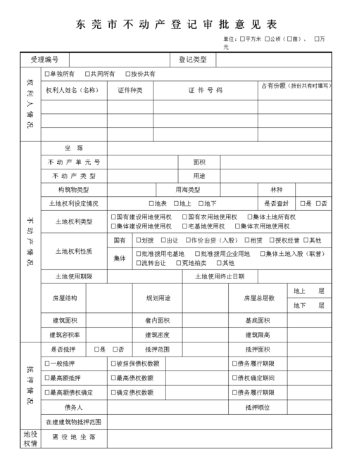  东莞不动产抵押登记表及登记流程详解