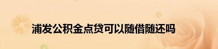 随借随还 随借随还什么意思