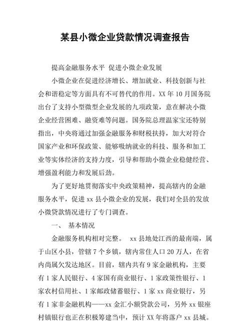  小微企业银行贷款调查报告及小微企业银行贷款调查报告范文